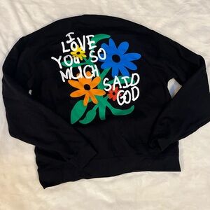 Black Sweatshirt with Colorful Floral Design